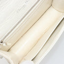 Christian Dior Chain Shoulder Bag Leather White Gold Auth bs36728-12