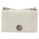 Christian Dior Chain Shoulder Bag Leather White Gold Auth bs36728-13