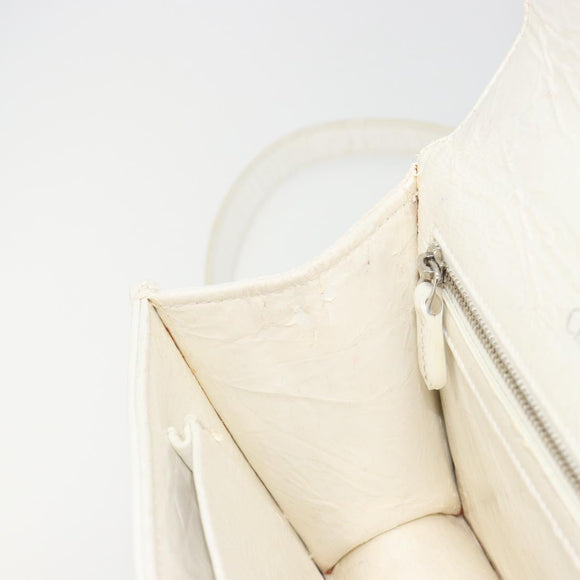 Christian Dior Chain Shoulder Bag Leather White Gold Auth bs36728