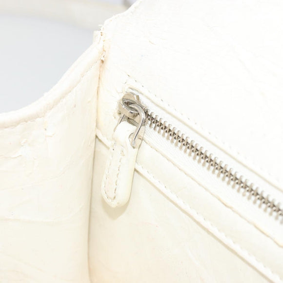Christian Dior Chain Shoulder Bag Leather White Gold Auth bs36728