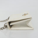 Christian Dior Chain Shoulder Bag Leather White Gold Auth bs36728-4