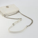 Christian Dior Chain Shoulder Bag Leather White Gold Auth bs36728-7