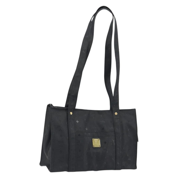 MCM Vicetos Logogram Shoulder Bag PVC Black Gold Auth bs36729