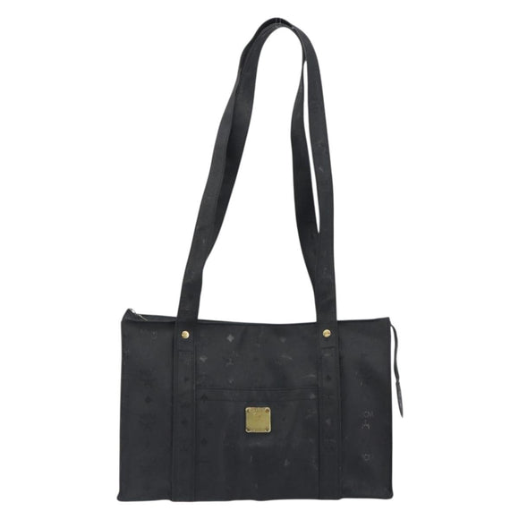 MCM Vicetos Logogram Shoulder Bag PVC Black Gold Auth bs36729