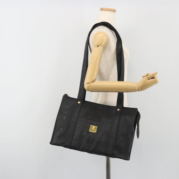 MCM Vicetos Logogram Shoulder Bag PVC Black Gold Auth bs36729