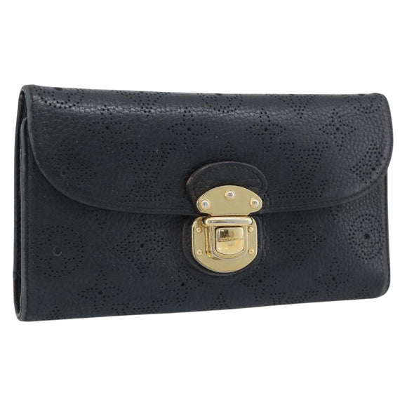 LOUIS VUITTON Monogram Mahina Portefeuille Amelia Black M95549 Auth bs36730
