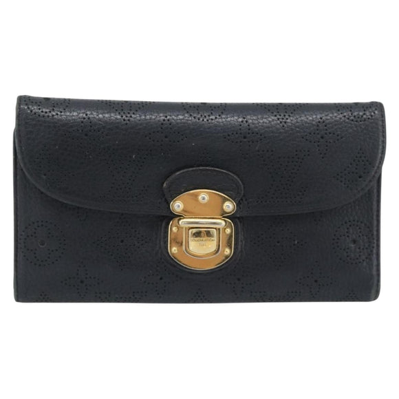 LOUIS VUITTON Monogram Mahina Portefeuille Amelia Black M95549 Auth bs36730