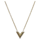 LOUIS VUITTON Essential V Necklace Metal Gold M61083 LV Auth bs36732-1