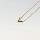 LOUIS VUITTON Essential V Necklace Metal Gold M61083 LV Auth bs36732-11