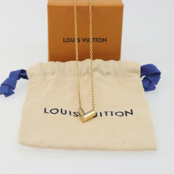LOUIS VUITTON Essential V Necklace Metal Gold M61083 LV Auth bs36732