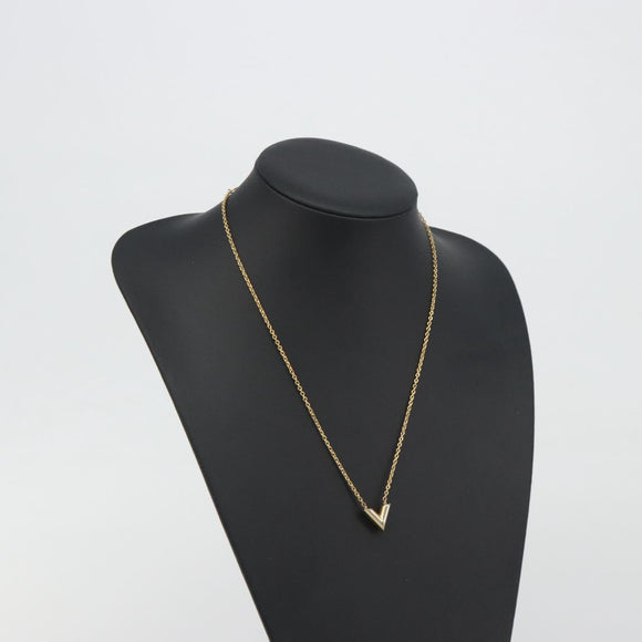 LOUIS VUITTON Essential V Necklace Metal Gold M61083 LV Auth bs36732