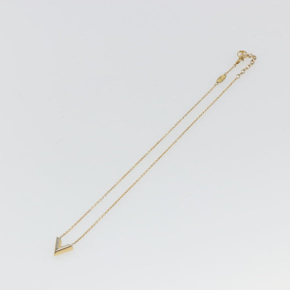 LOUIS VUITTON Essential V Necklace Metal Gold M61083 LV Auth bs36732