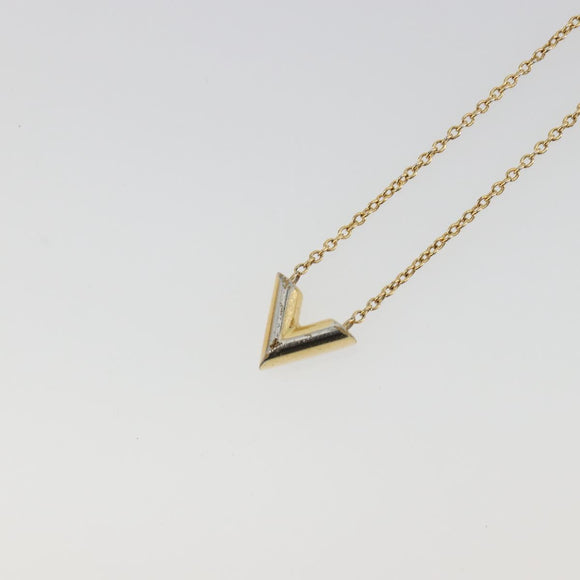 LOUIS VUITTON Essential V Necklace Metal Gold M61083 LV Auth bs36732