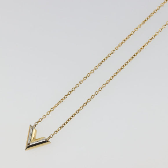 LOUIS VUITTON Essential V Necklace Metal Gold M61083 LV Auth bs36732