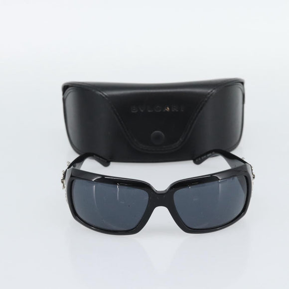 BVLGARI Sunglasses Plastic Black Silver Auth bs36734