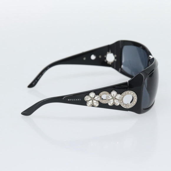 BVLGARI Sunglasses Plastic Black Silver Auth bs36734