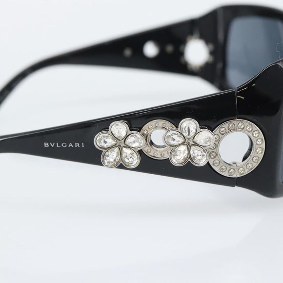 BVLGARI Sunglasses Plastic Black Silver Auth bs36734
