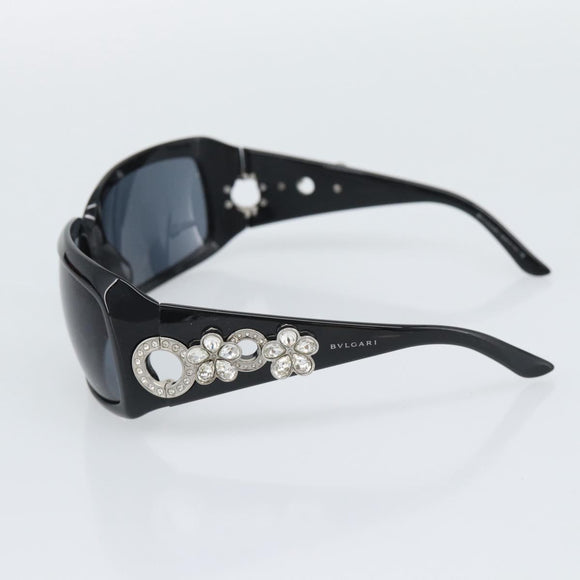 BVLGARI Sunglasses Plastic Black Silver Auth bs36734