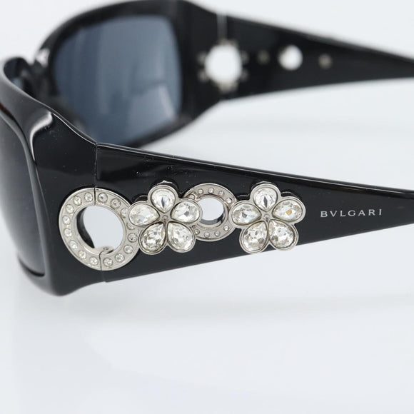 BVLGARI Sunglasses Plastic Black Silver Auth bs36734
