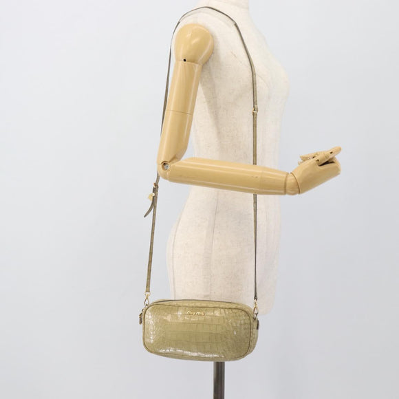 Miu Miu Shoulder Bag Leather Beige Gold Auth bs36735