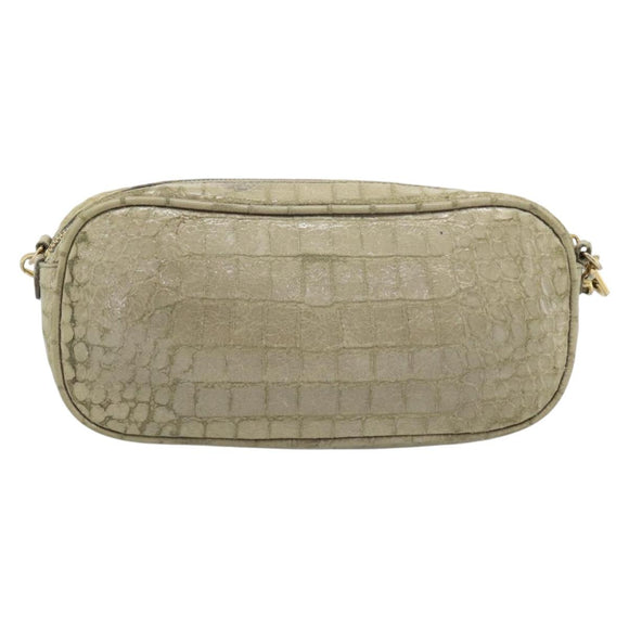 Miu Miu Shoulder Bag Leather Beige Gold Auth bs36735