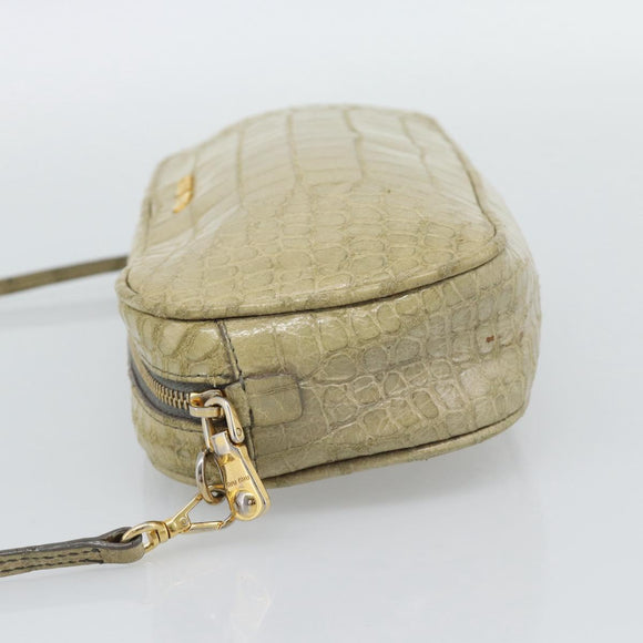 Miu Miu Shoulder Bag Leather Beige Gold Auth bs36735