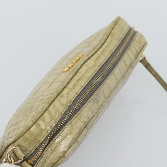 Miu Miu Shoulder Bag Leather Beige Gold Auth bs36735