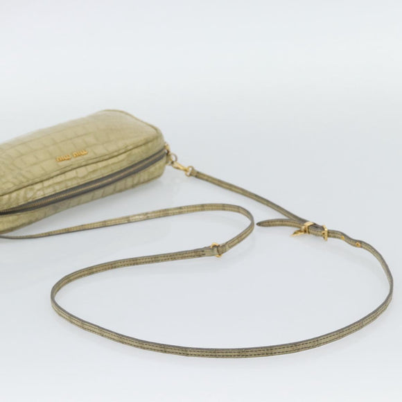 Miu Miu Shoulder Bag Leather Beige Gold Auth bs36735