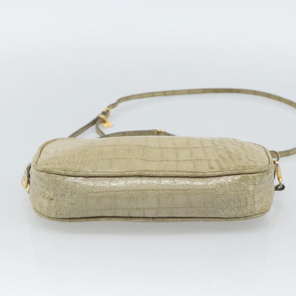 Miu Miu Shoulder Bag Leather Beige Gold Auth bs36735