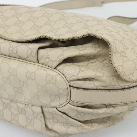 GUCCI GG Canvas Guccissima Shoulder Bag White Gold 212572 Auth bs36736
