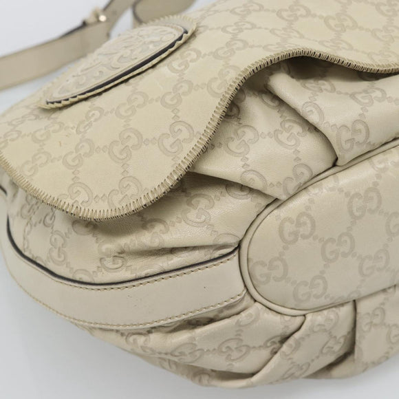 GUCCI GG Canvas Guccissima Shoulder Bag White Gold 212572 Auth bs36736