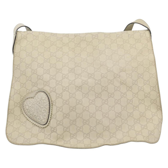 GUCCI GG Canvas Guccissima Shoulder Bag White Gold 212572 Auth bs36736