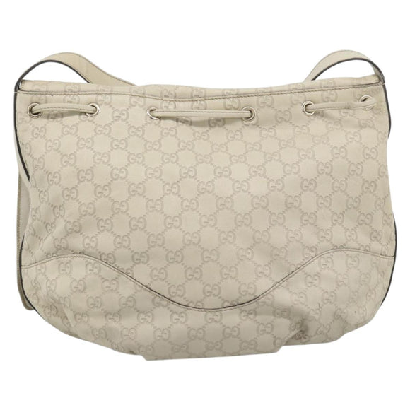 GUCCI GG Canvas Guccissima Shoulder Bag White Gold 212572 Auth bs36736