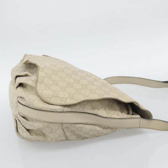 GUCCI GG Canvas Guccissima Shoulder Bag White Gold 212572 Auth bs36736