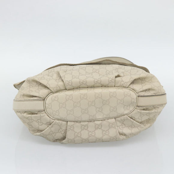 GUCCI GG Canvas Guccissima Shoulder Bag White Gold 212572 Auth bs36736