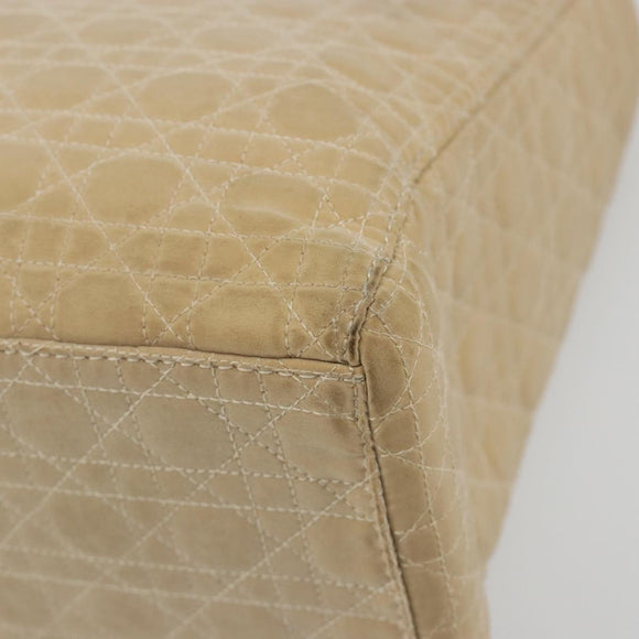 Christian Dior Lady Dior Canage Hand Bag Nylon Beige Gold Auth bs36737