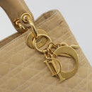 Christian Dior Lady Dior Canage Hand Bag Nylon Beige Gold Auth bs36737-14