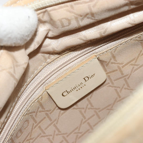 Christian Dior Lady Dior Canage Hand Bag Nylon Beige Gold Auth bs36737