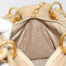 Christian Dior Lady Dior Canage Hand Bag Nylon Beige Gold Auth bs36737-18
