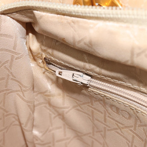Christian Dior Lady Dior Canage Hand Bag Nylon Beige Gold Auth bs36737