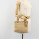 Christian Dior Lady Dior Canage Hand Bag Nylon Beige Gold Auth bs36737-23