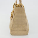 Christian Dior Lady Dior Canage Hand Bag Nylon Beige Gold Auth bs36737-4