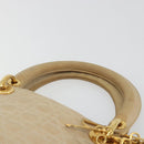 Christian Dior Lady Dior Canage Hand Bag Nylon Beige Gold Auth bs36737-8