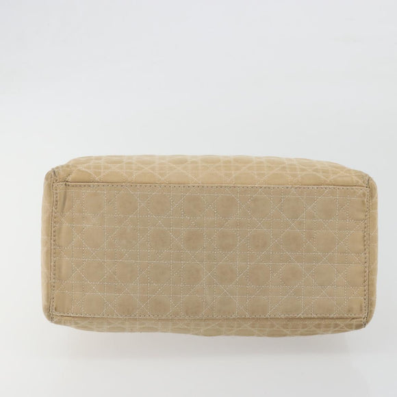 Christian Dior Lady Dior Canage Hand Bag Nylon Beige Gold Auth bs36737