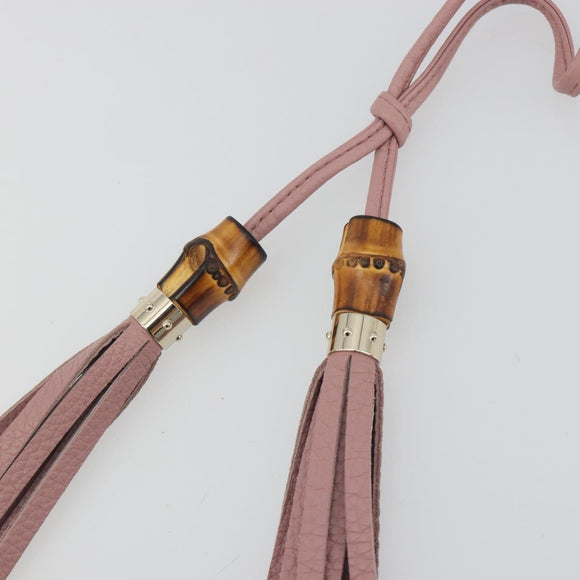 GUCCI Bamboo Charm Leather Pink Gold Auth bs36738A