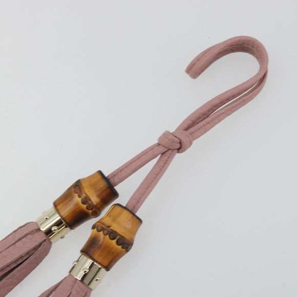 GUCCI Bamboo Charm Leather Pink Gold Auth bs36738A