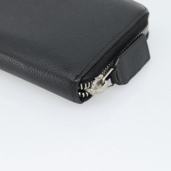 SAINT LAURENT Long Wallet Leather Black Silver Auth bs36739