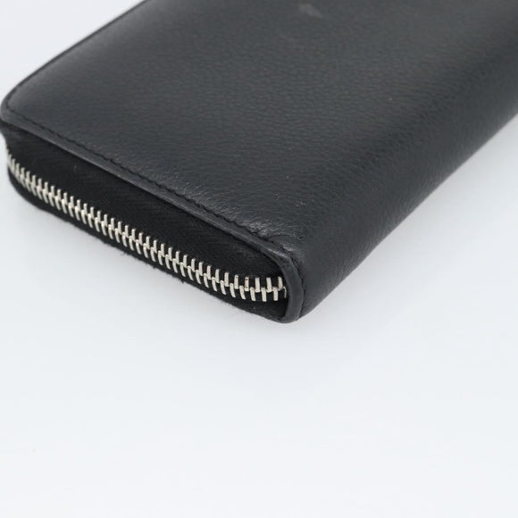 SAINT LAURENT Long Wallet Leather Black Silver Auth bs36739