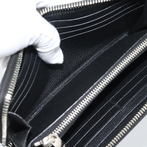 SAINT LAURENT Long Wallet Leather Black Silver Auth bs36739