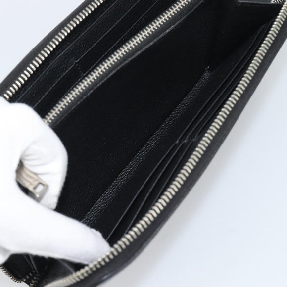 SAINT LAURENT Long Wallet Leather Black Silver Auth bs36739